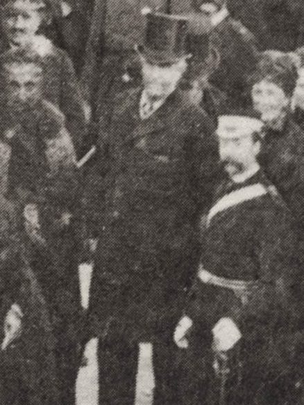 The top-hatted gentleman is probably engineer and the railway's General manager, Frank Geneste and his wife (on the right) on the platform at Notabile for the Railway's opening.