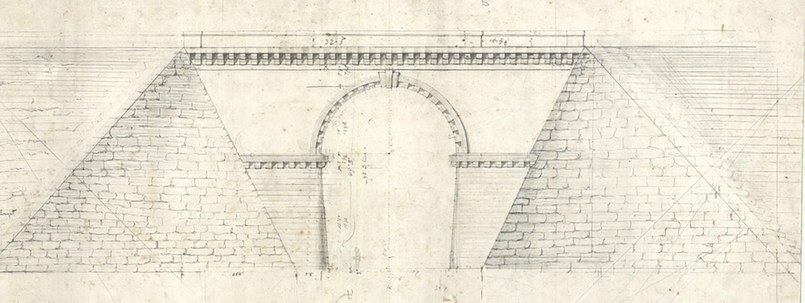 The eventual solution for crossing the Gheriexem Valley included a massive earth embankment and this well-proportioned stone bridge. (National Archives of Malta Ref. PDM 63318)