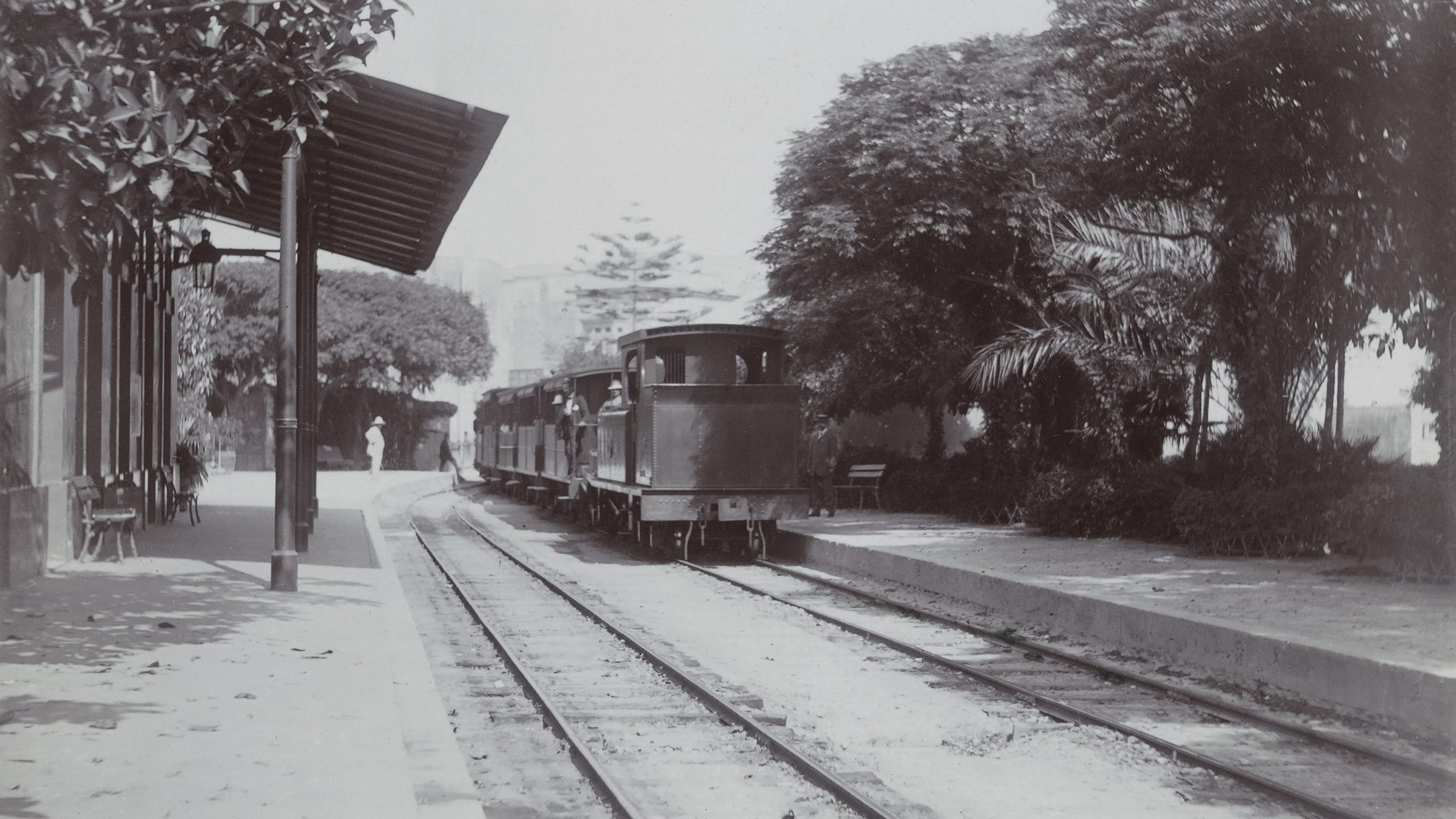 Hamrun station gardens were well matured by 1912, indicative of the earlier date of their establishing. The new waiting rooms, built around 1901, are seen on the left. (National Archives of Malta)