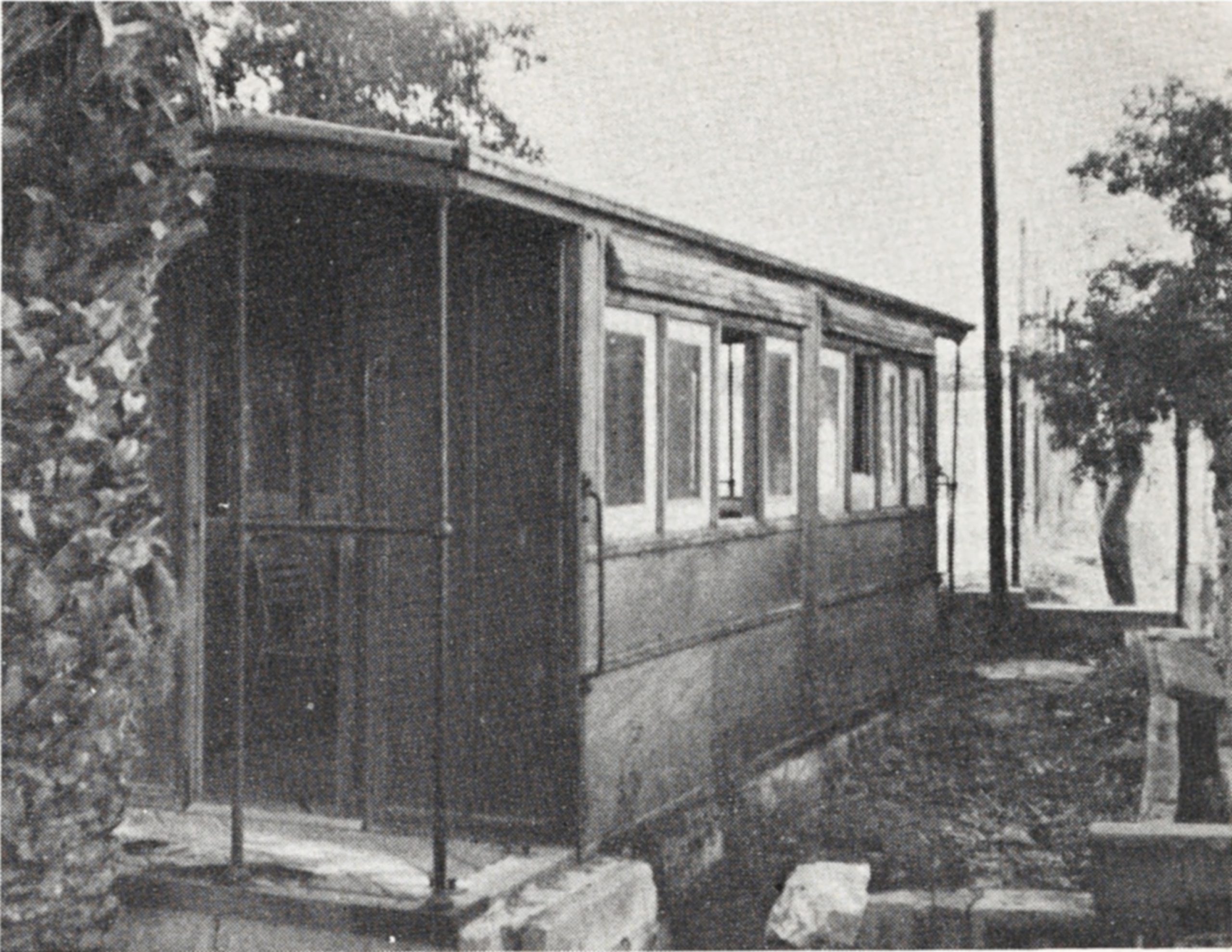 The sole surviving railway carriage in a garden in Birzebbuga in 1980, before salvage and restoration.
