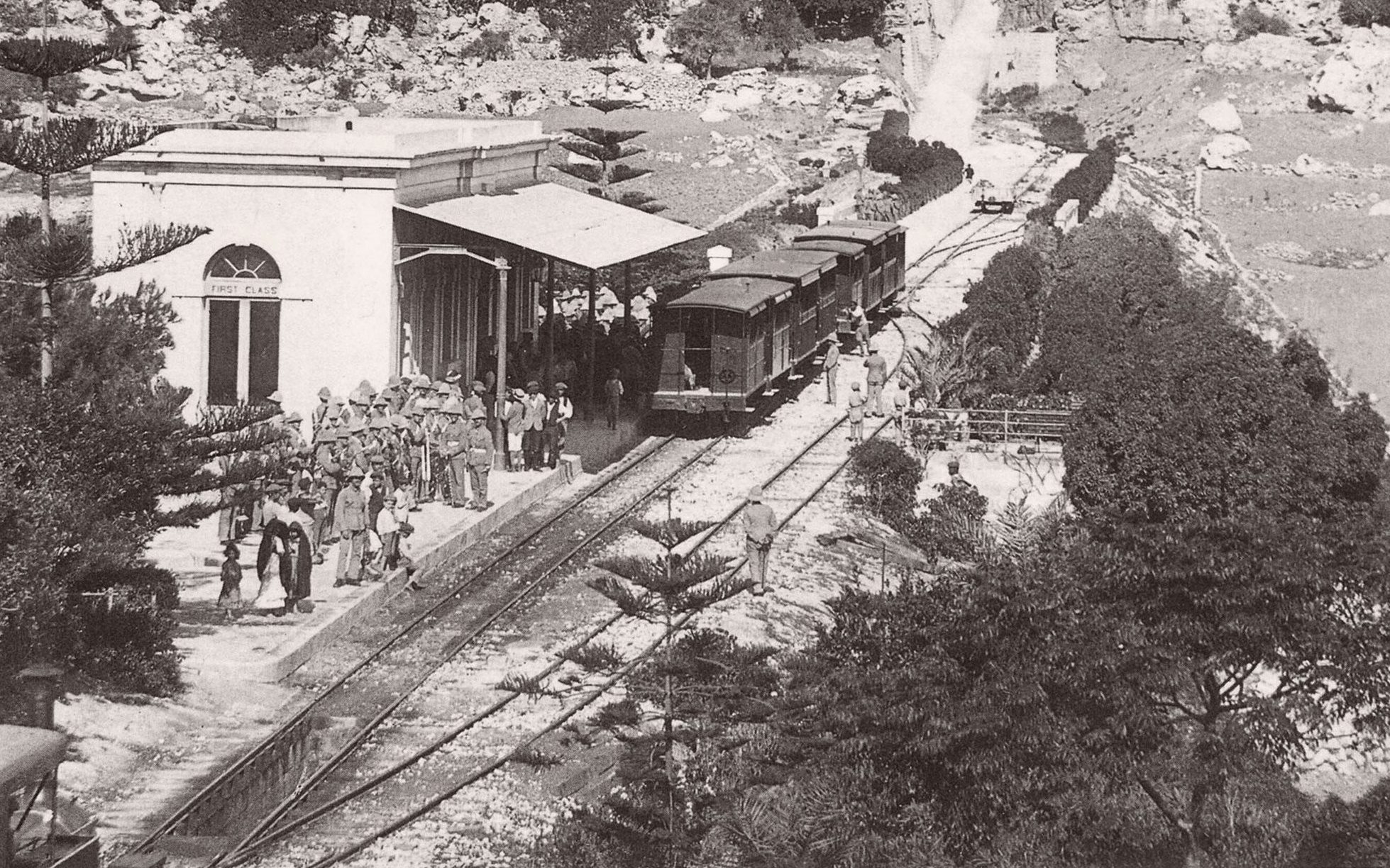 Museum Station seen in about 1910. Despite the frequent use of the terminus by troops stationed at Mtarfa, and use this and Notabile stations by residents and tourists, the section of line beyond Birkirkara lacked adequate traffic to be profitable beyond busy festival days.  Despite this, it remained out of reach of competing modes of transport until 1928.